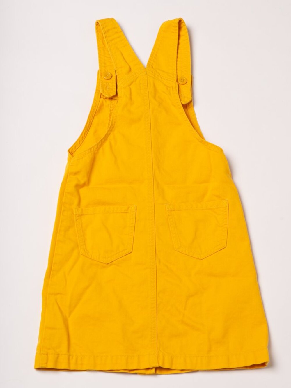 GAP Kids Girls Yellow Denim Overall Dress Large Adjustable Like New - Picture 2 of 4